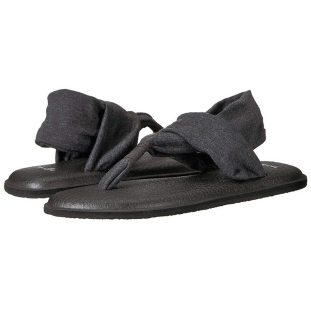 Sanuk Grey Twist Bow Fabric Flip Flop Sandals